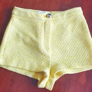 Yellow Tweed Shorts